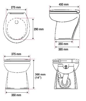 Deluxe Flush 14" Toilette schräge Rückwand